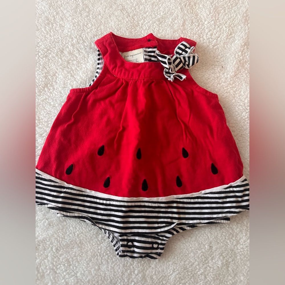 First Impressions Red Watermelon Romper